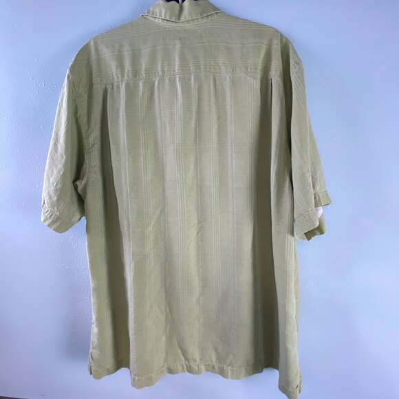 Tommy Bahama 100% Silk Light Green Plaid Short Sleeve Button Shirt XL - Picture 2 of 7